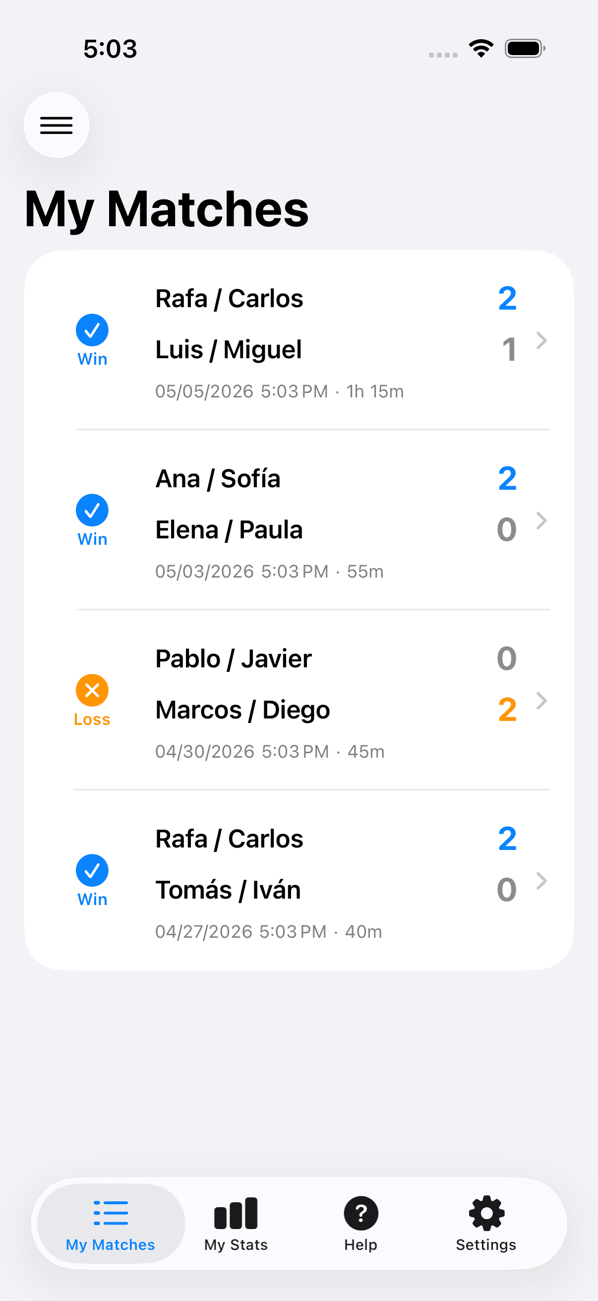 Full Match History