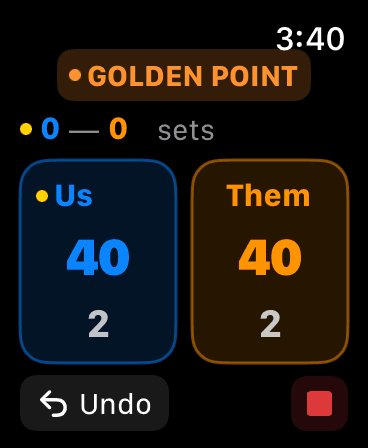 Golden point score
